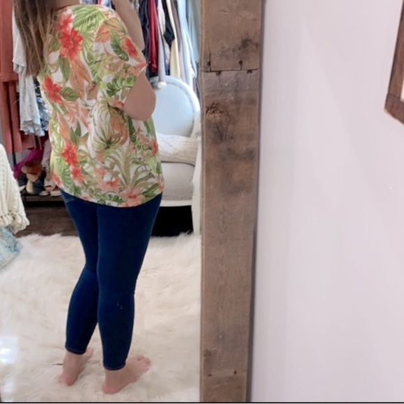 J JILL Love Linen floral tropical print top size XLarge - Picture 4 of 7